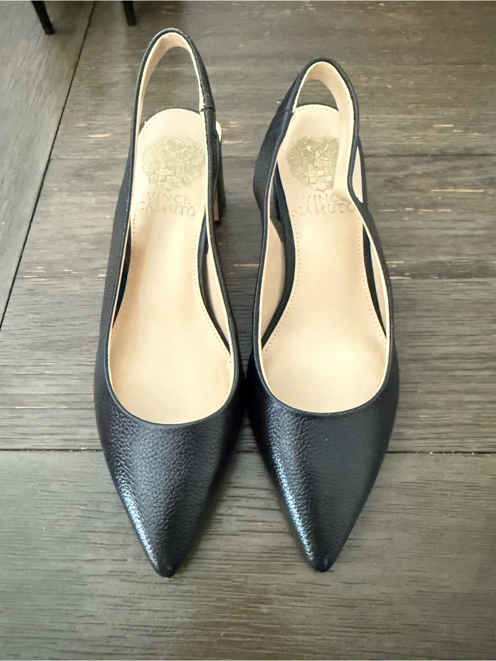 Vince Camuto Black Pointed Toe Slingback Pumps
